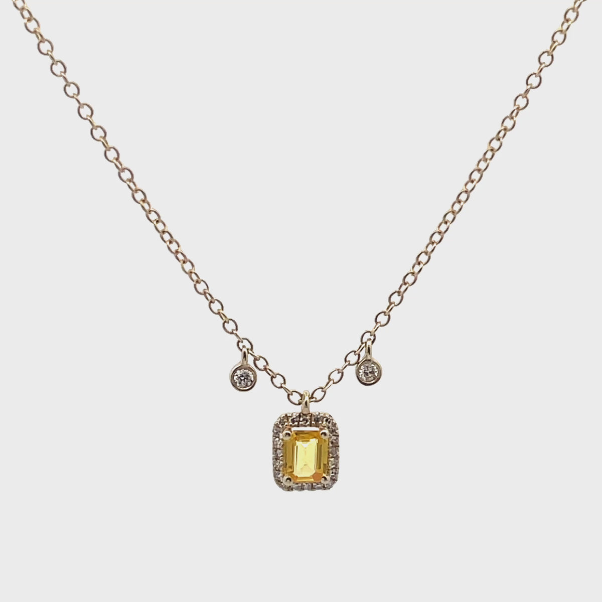 Meira T N16647/YS 14K Yellow Gold Yellow Sapphire & Diamond Pendant Adjustable Necklace