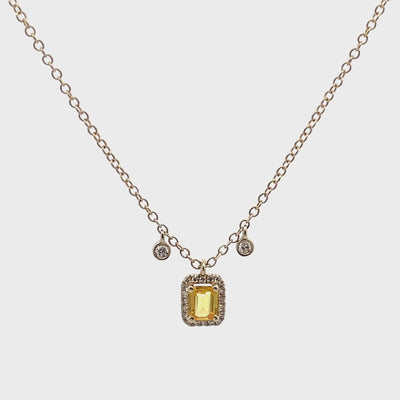 Meira T N16647/YS 14K Yellow Gold Yellow Sapphire & Diamond Pendant Adjustable Necklace