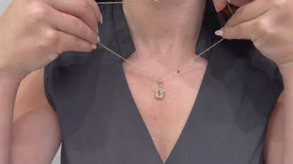 18K Yellow Gold 1.72 Carat Green Amethyst Pendant Necklace
