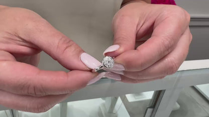 18K White Gold Stackable High Polish Ring with Round Diamonds