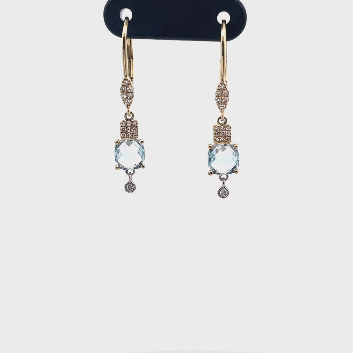 Meira T E10675/YB 14K Yellow Gold Blue Topaz & Diamond Dangle Earrings