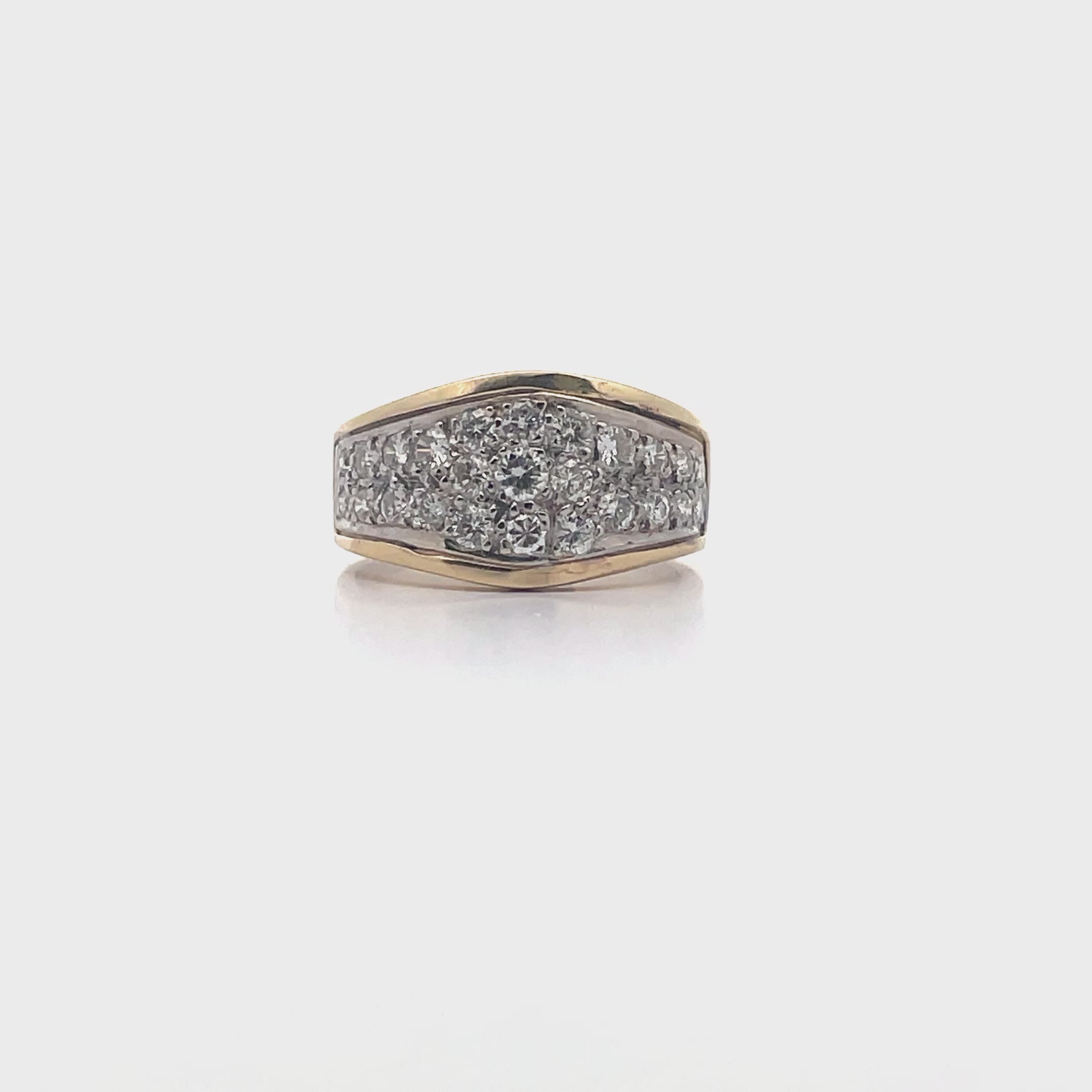 14K Yellow Gold Ring with Pave Diamonds 0.75 Carats