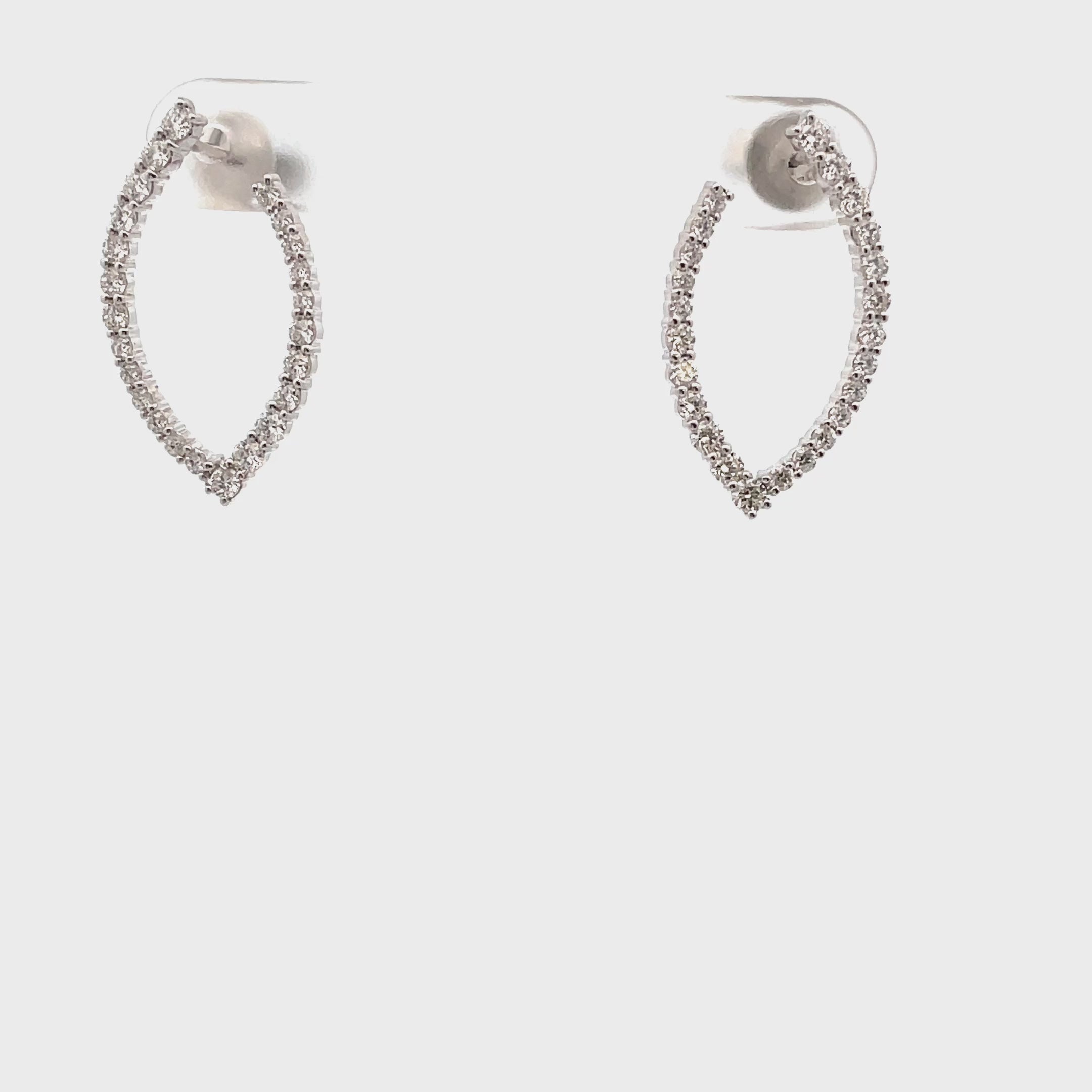 18K White Gold Oval Diamond Drop Earrings