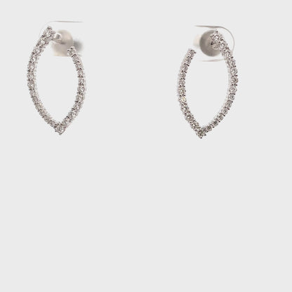 18K White Gold Oval Diamond Drop Earrings