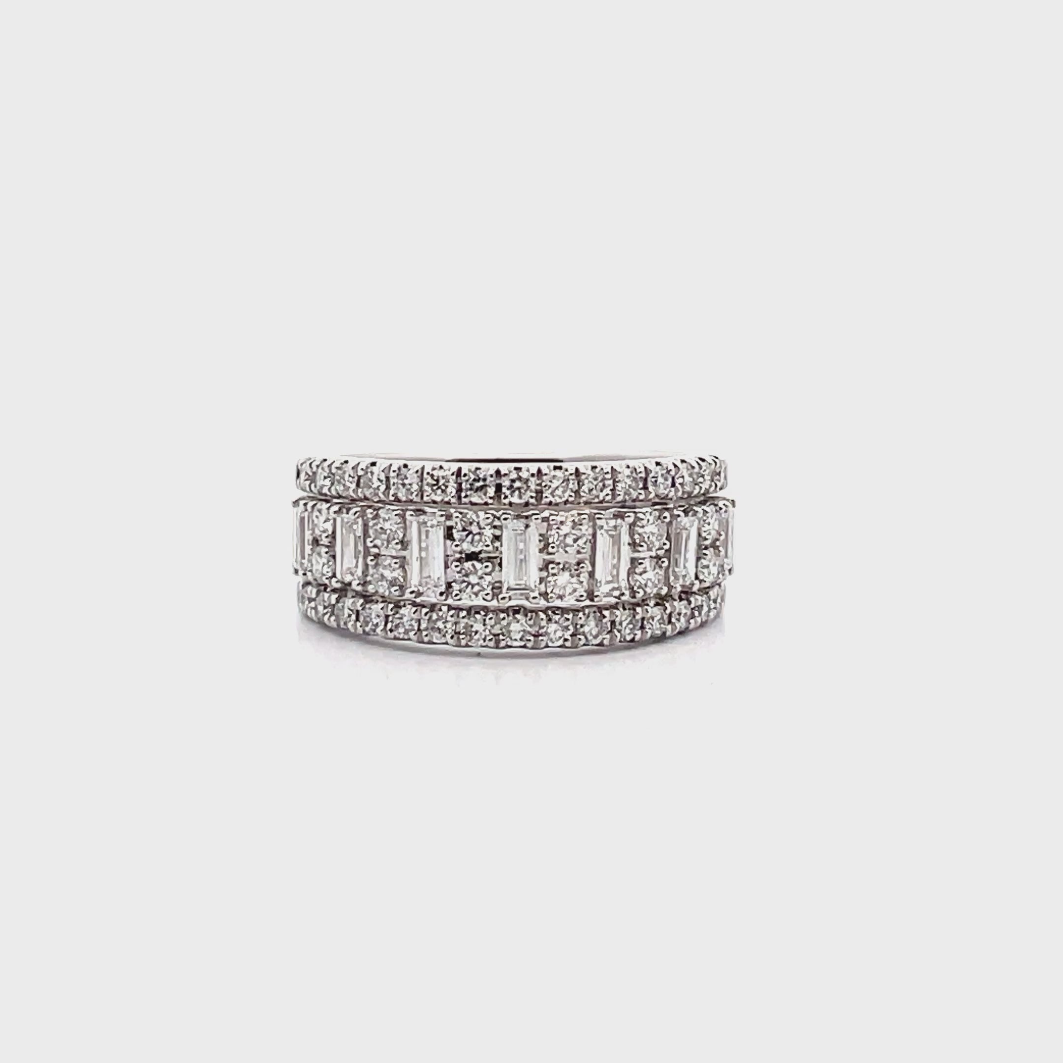 تحميل الفيديو: Simon G. LR3394 18K White Gold Baguette &amp; Round Diamond Band