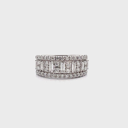 Simon G. LR3394 18K White Gold Baguette & Round Diamond Band