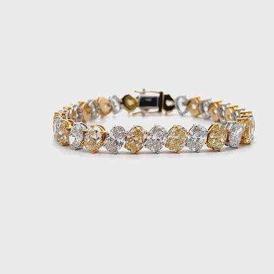 18K Yellow and White Gold Yellow and White Lab Grown Diamond Tennis Bracelet