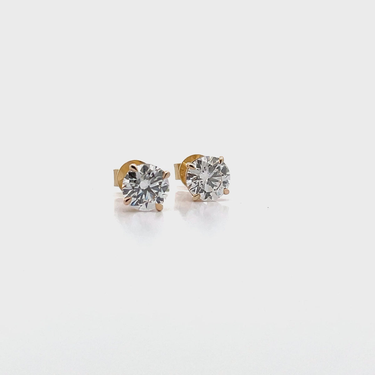 14K Yellow Gold Lab Grown Diamond Stud Earrings- 2.06 carats
