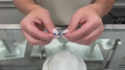 Three Oval Sapphire and Two Diamond Ring in 18K White Gold High Polish Ring
