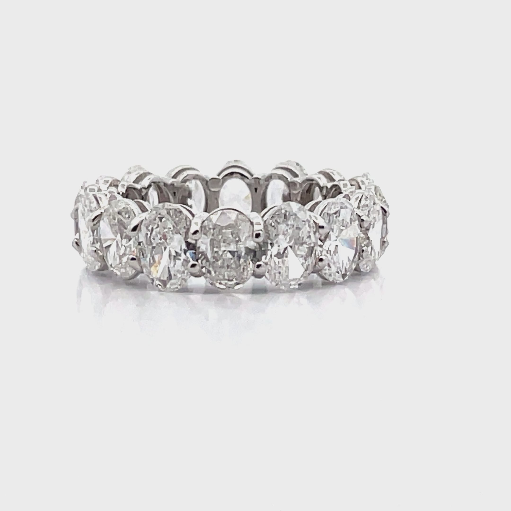 18K White Gold Eternity Band with 6.63 Carats Oval Diamonds