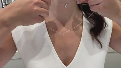 Meira T 1NK14/W 14K White Gold Mini Moon and Star Necklace