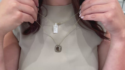 Smoky Quartz Necklace with Brown Diamonds in 14K Yellow Gold
