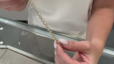 14K Yellow Gold Bezel Set Diamond Bracelet 1.18 Carats