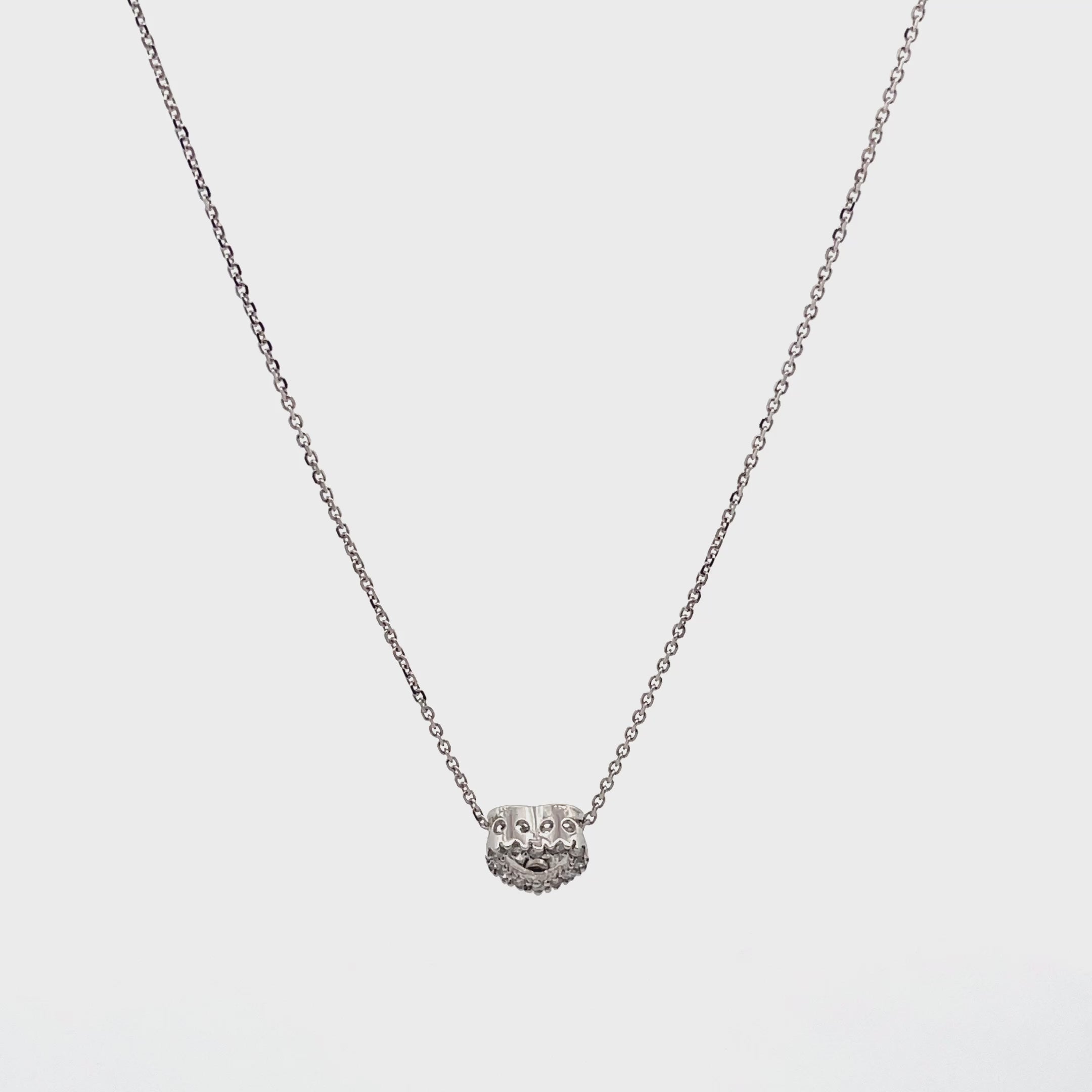 14K White Gold Diamond Heart Necklace