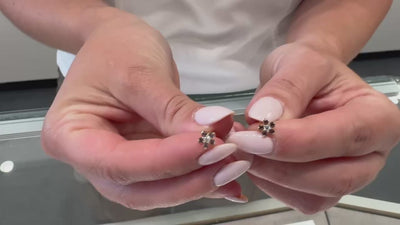 14k Yellow Gold Birthday Flower Earrings with Five Petals - June with Screwbacks