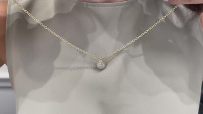 Allison Kaufman 14K Yellow Gold Pear Shaped Diamond Pendant Necklace
