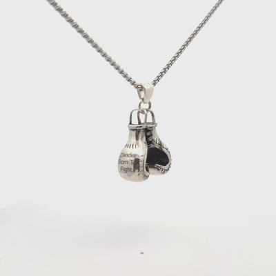 Custom Sterling Silver Boxing Gloves Necklace
