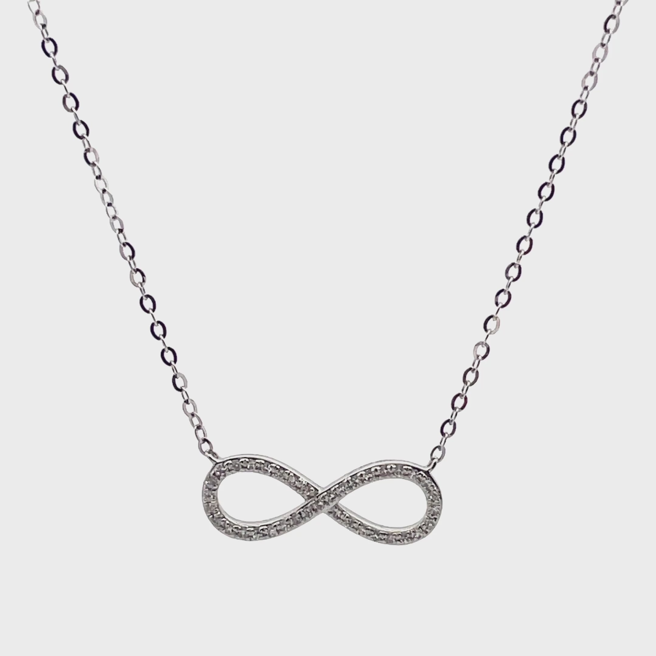 14K White Gold 0.11 Carat Diamond Infinity Necklace
