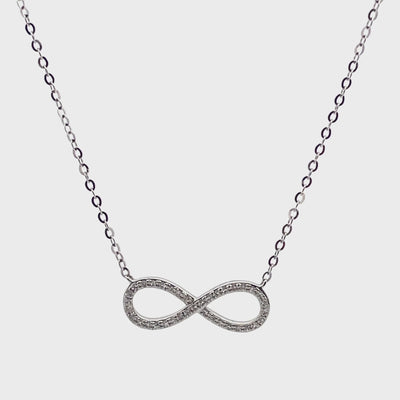 14K White Gold 0.11 Carat Diamond Infinity Necklace