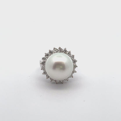 14K White Gold Ring with South Sea Pearl