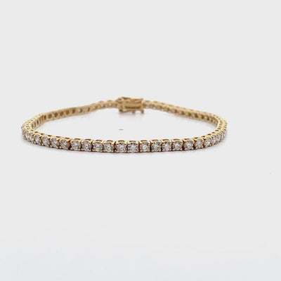 14K Yellow Gold Tennis Bracelet 4.00 Carat Round Diamonds
