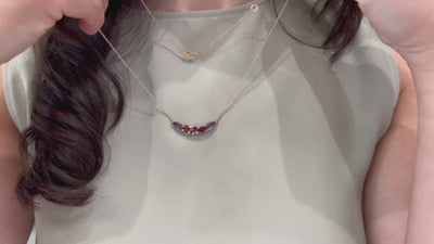 Allison Kaufman 14K Rose Gold Pendant Necklace Cascading Amethyst and Semi Precious Stones