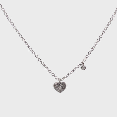Meira T N14609/WG 14K White Gold Diamond Mini Heart Pendant Adjustable Necklace