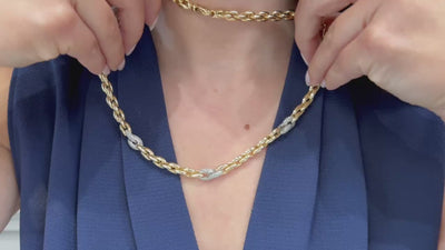 Marcello Pane CLFO 301G Sterling Silver Necklace with 18K Yellow Gold Overlay and Cubic Zirconia