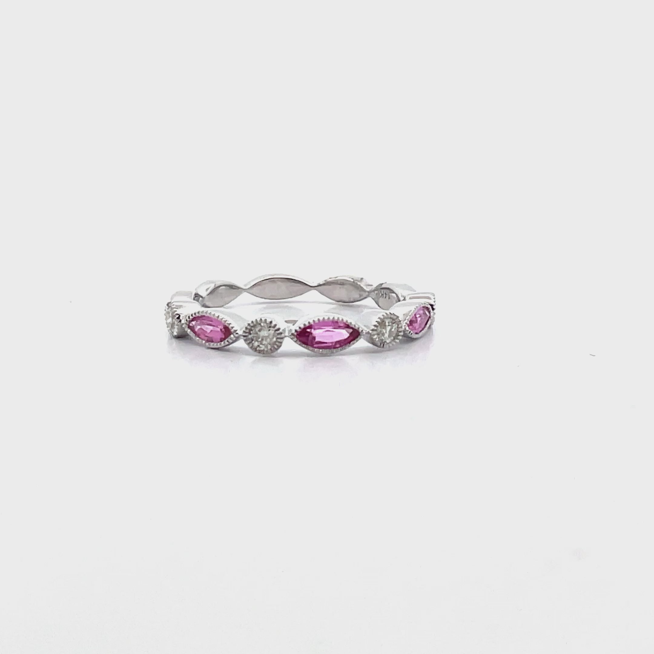 14K White Gold Pink Sapphire & Diamond Eternity Band