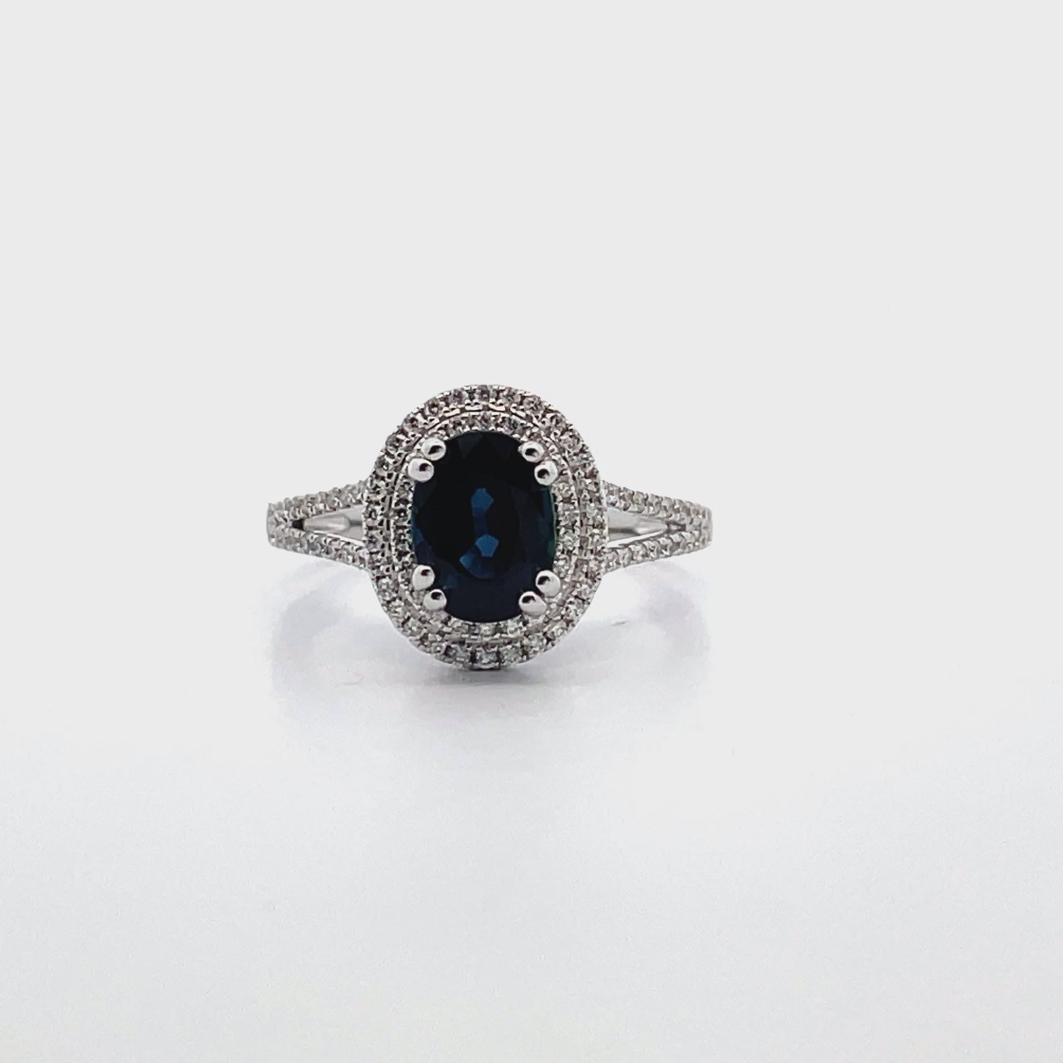 18K White Gold Sapphire & Diamond Ring