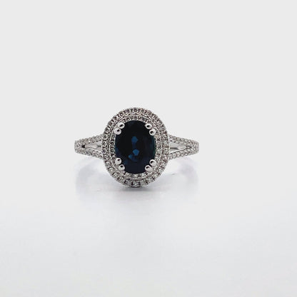 18K White Gold Sapphire & Diamond Ring