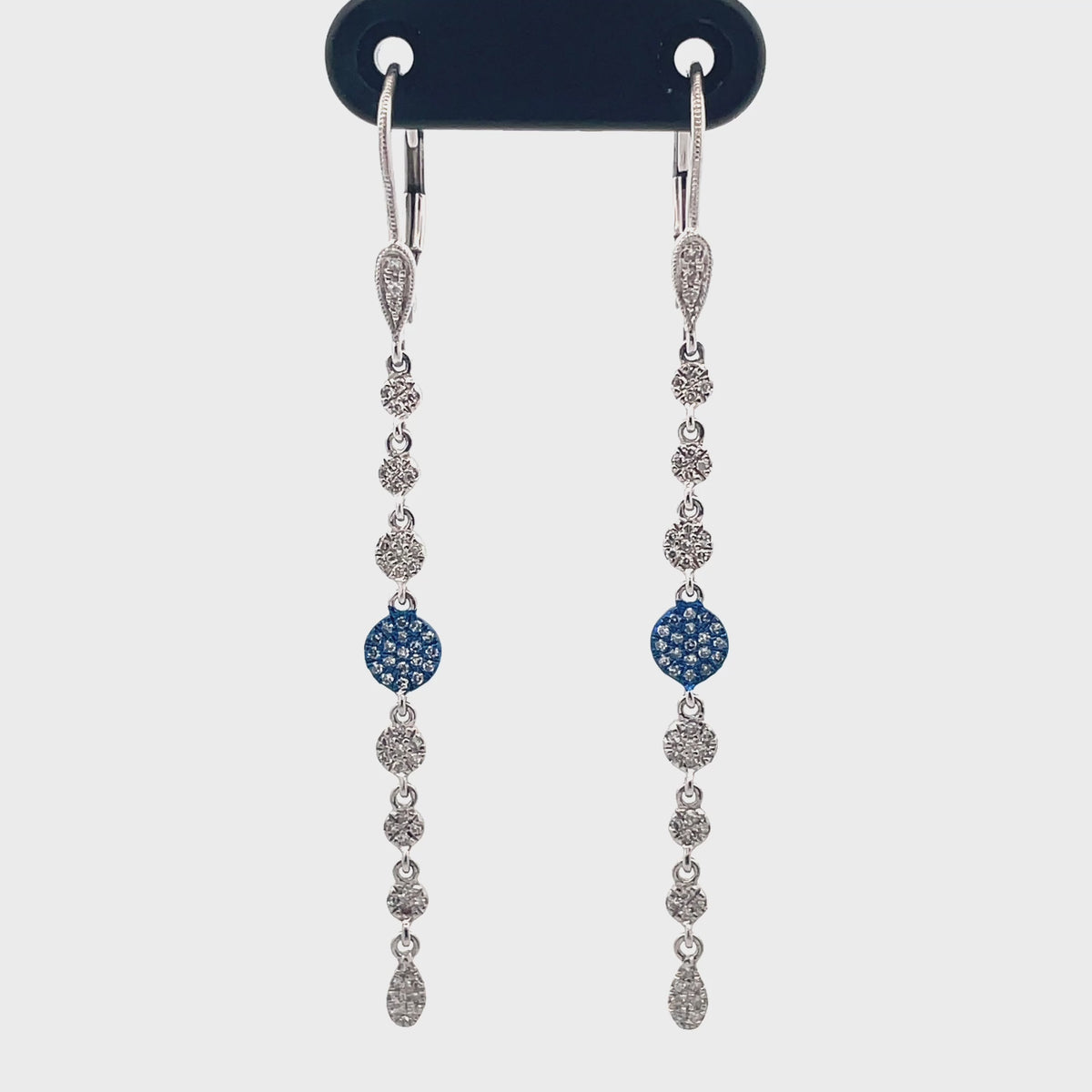 Meira T 1E8321/BL 14K White Gold and Blue Rhodium Diamond Long Earrings