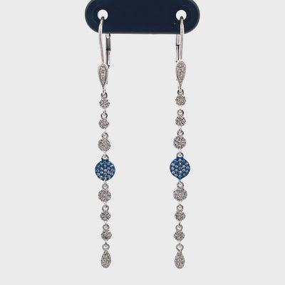 Meira T 1E8321/BL 14K White Gold and Blue Rhodium Diamond Long Earrings