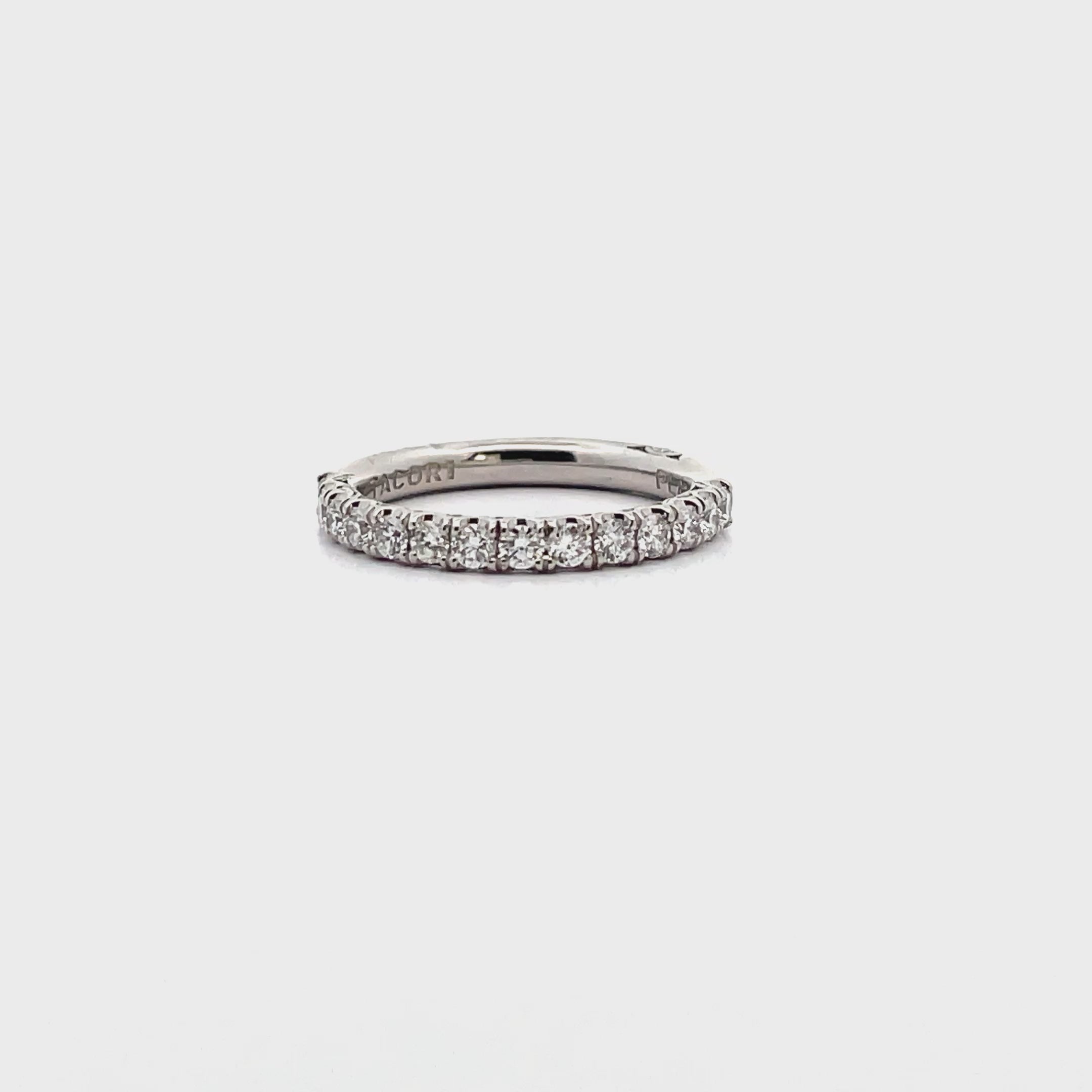 Tacori HT2545 2.5 Millimeter Band 1/2 Way Diamonds 0.65 Ct Petite Crescent Platinum Ring