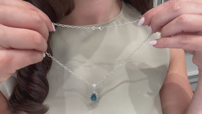 14K White Gold London Blue Topaz and Diamond Necklace