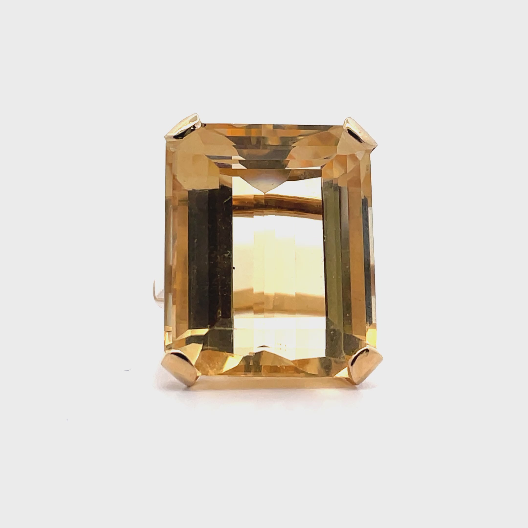 Vintage Emerald-Cut Citrine 19x23mm Ring in 14K Yellow Gold