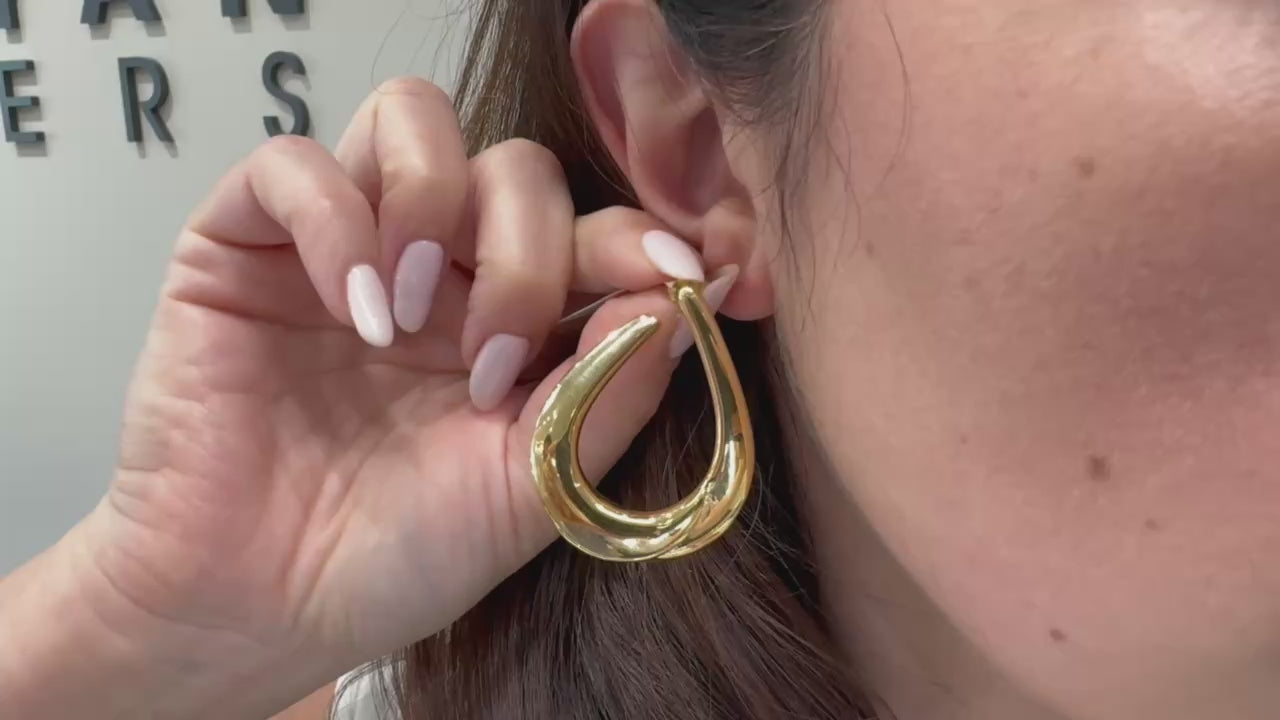 Marcello Pane Sterling Silver Teardrop Earrings with 18K Yellow Gold Overlay