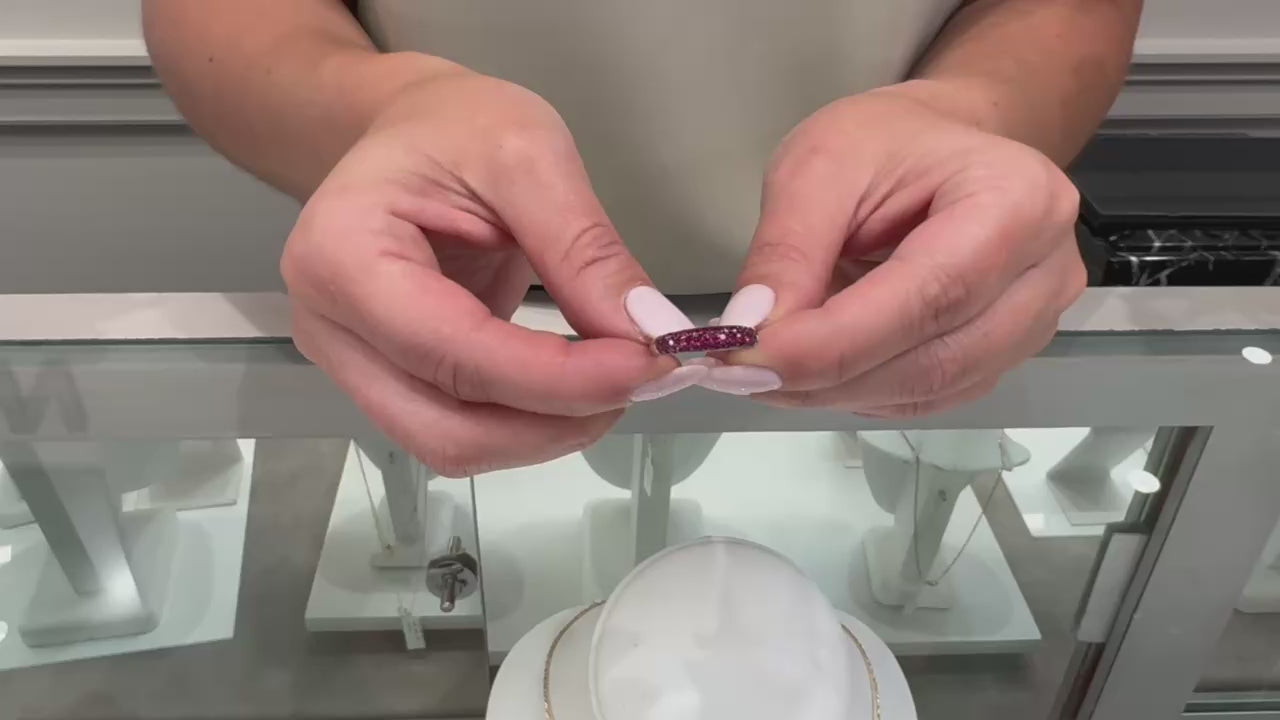 18K White Gold Pave Set Ruby Ring