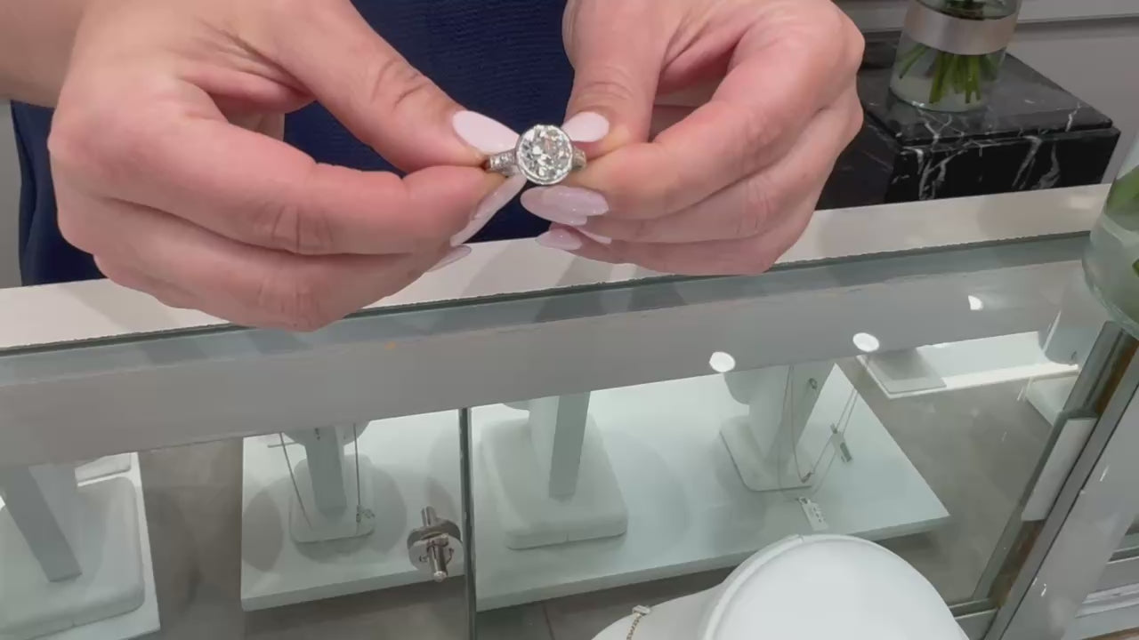 Platinum Vintage Style Solitaire Lab Grown Diamond Ring
