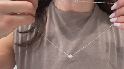 Zeghani ZP1202 14K White Gold Flower Diamond Pendant Necklace