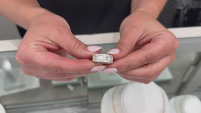 Geometric Ring with Princess Cut & Round Diamonds in 18K White Gold