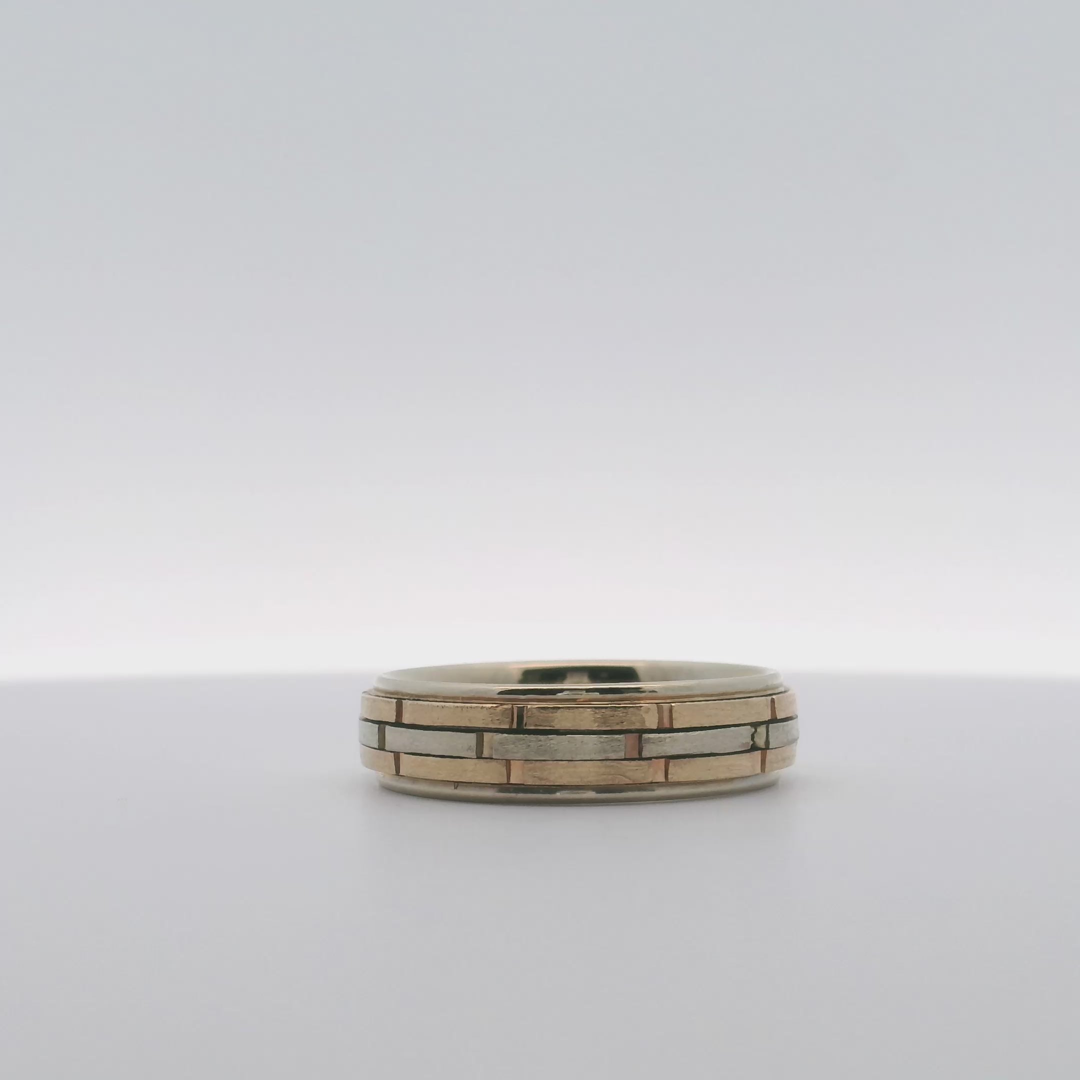 Men's 14K Two Tone Ring with Matte Finish, 10.5 Finger Size