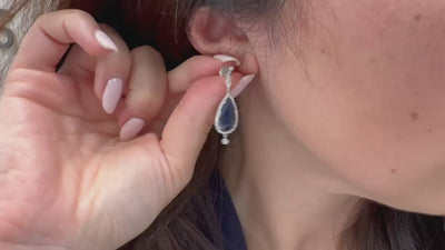 Meira T E10297/WB 14K White Gold Sapphire and Diamond Earrings