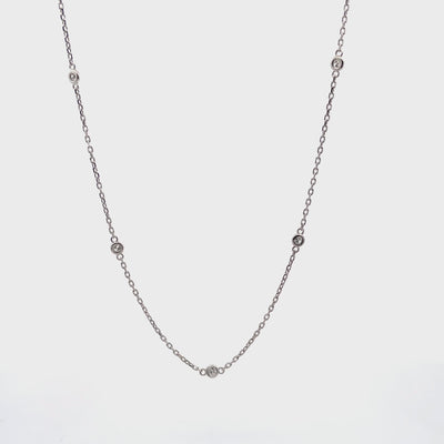 14K White Gold Diamonds By The Yard Necklace- 0.37 carat