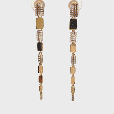 Art Deco Style 14K Yellow Gold Geometric Drop Earrings with Diamonds 0.33 Carats