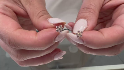 14k Yellow Gold Birthday Flower Earrings with Five Petals - October with Screwbacks