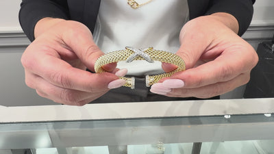 Marcello Pane BRFO 184G Sterling Silver Bangle Bracelet with Gold Overlay