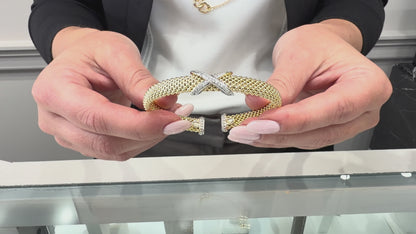 Marcello Pane BRFO 184G Sterling Silver Bangle Bracelet with Gold Overlay