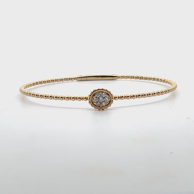 14K Yellow Gold Single Station 0.23 Carat Diamond Bangle Bracelet