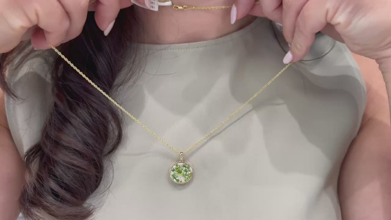 Allison Kaufman 14K Yellow Gold Diamond, Tsavorite & Peridot Circle Necklace